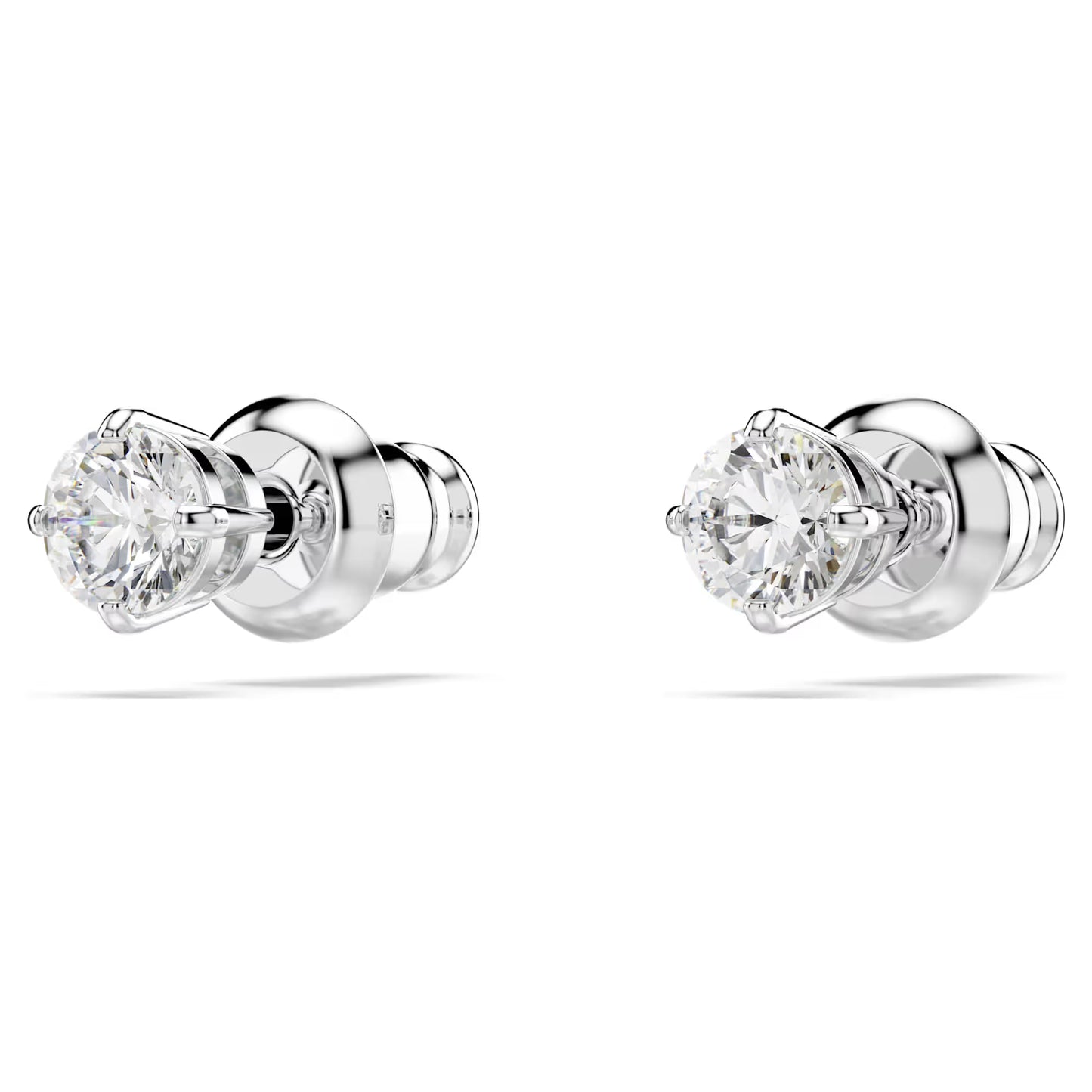 Stilla Attract stud earrings, Round cut, White, Rhodium plated