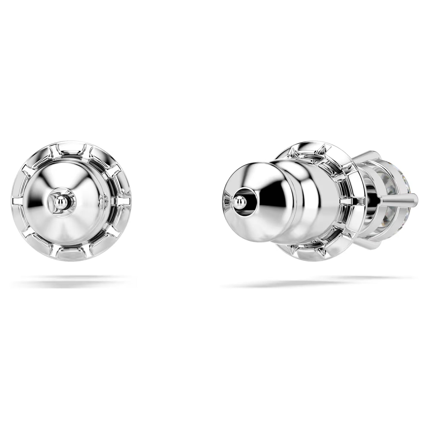 Stilla Attract stud earrings, Round cut, White, Rhodium plated