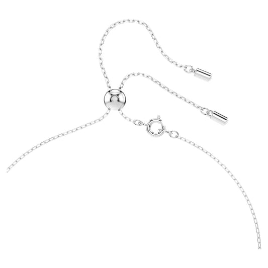 Stilla Attract Y necklace, Round cut, Blue, Rhodium plated