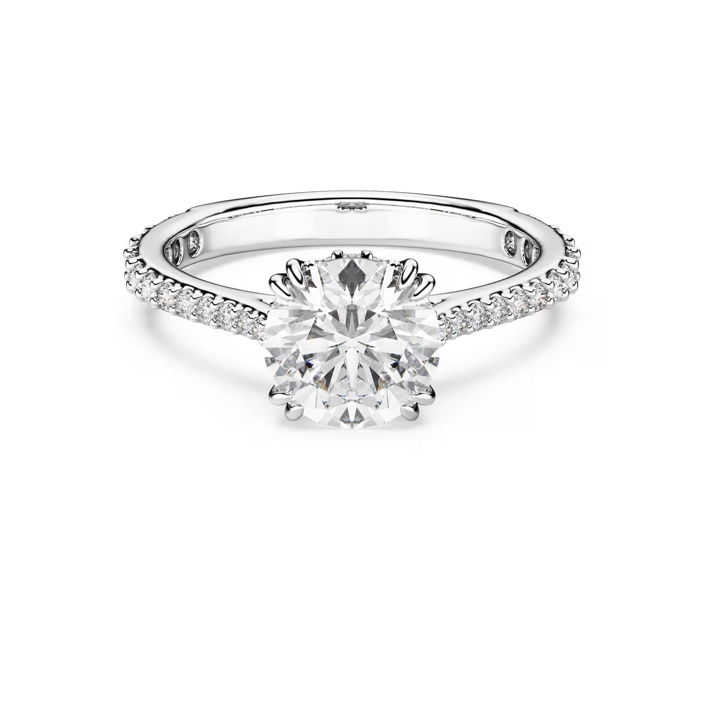 Stilla cocktail ring, Round cut, Pavé, White, Rhodium plated