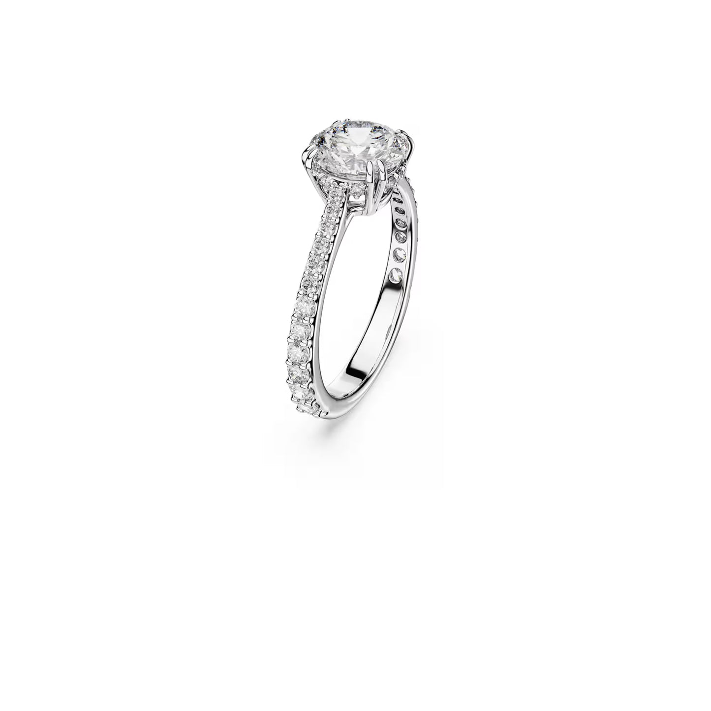 Stilla cocktail ring, Round cut, Pavé, White, Rhodium plated