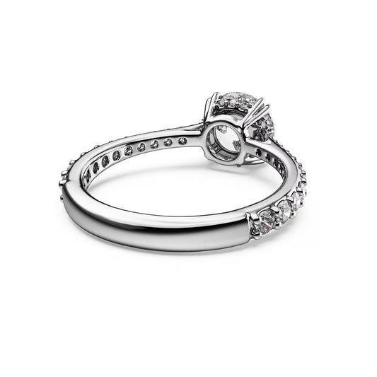 Stilla cocktail ring, Round cut, Pavé, White, Rhodium plated