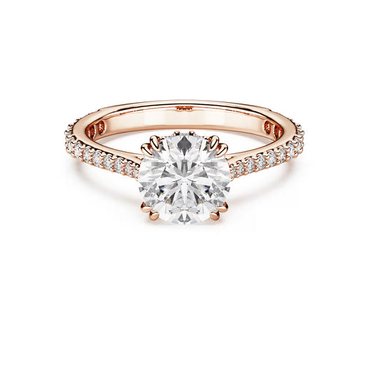 Stilla cocktail ring, Round cut, Pavé, White, Rose gold-tone