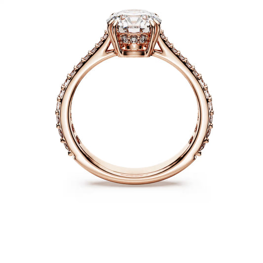 Stilla cocktail ring, Round cut, Pavé, White, Rose gold-tone