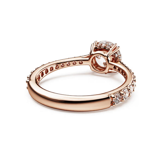 Stilla cocktail ring, Round cut, Pavé, White, Rose gold-tone
