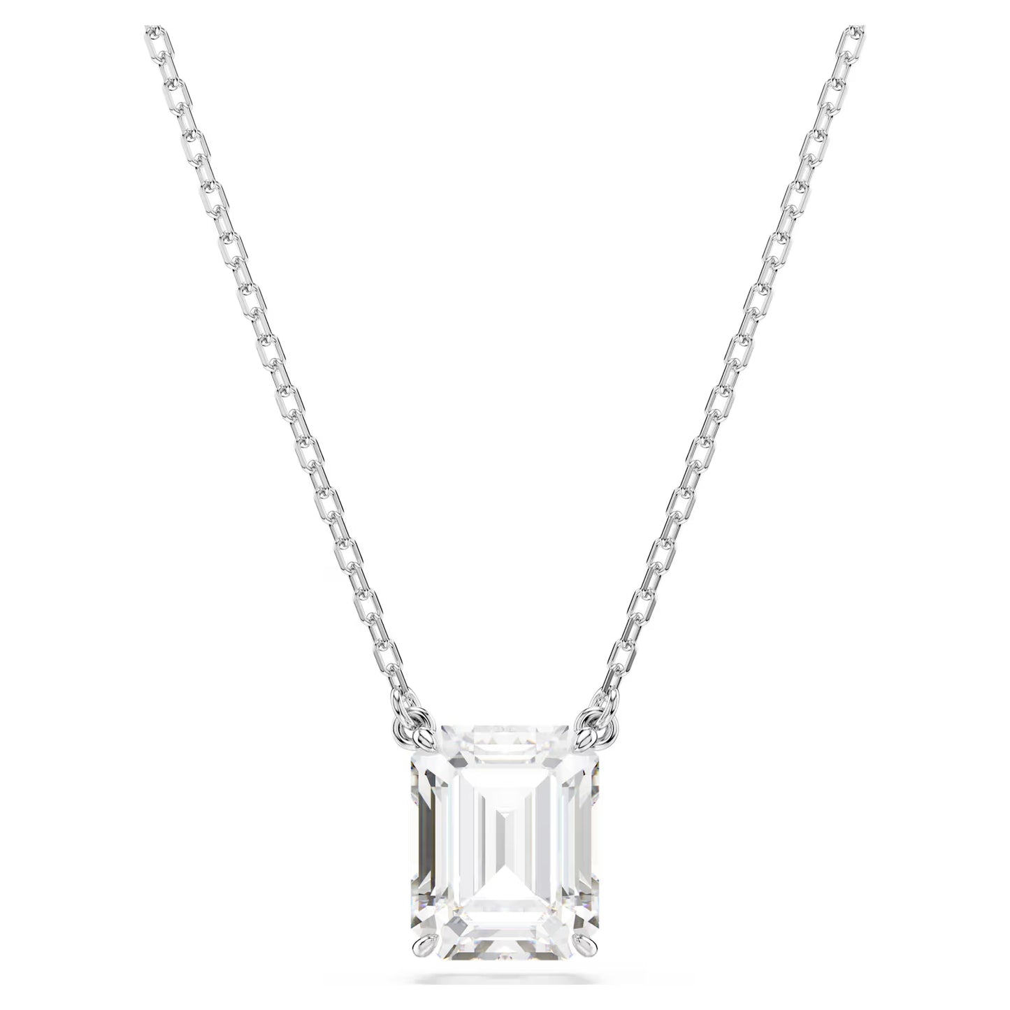 Stilla pendant, Octagon cut, White, Rhodium plated