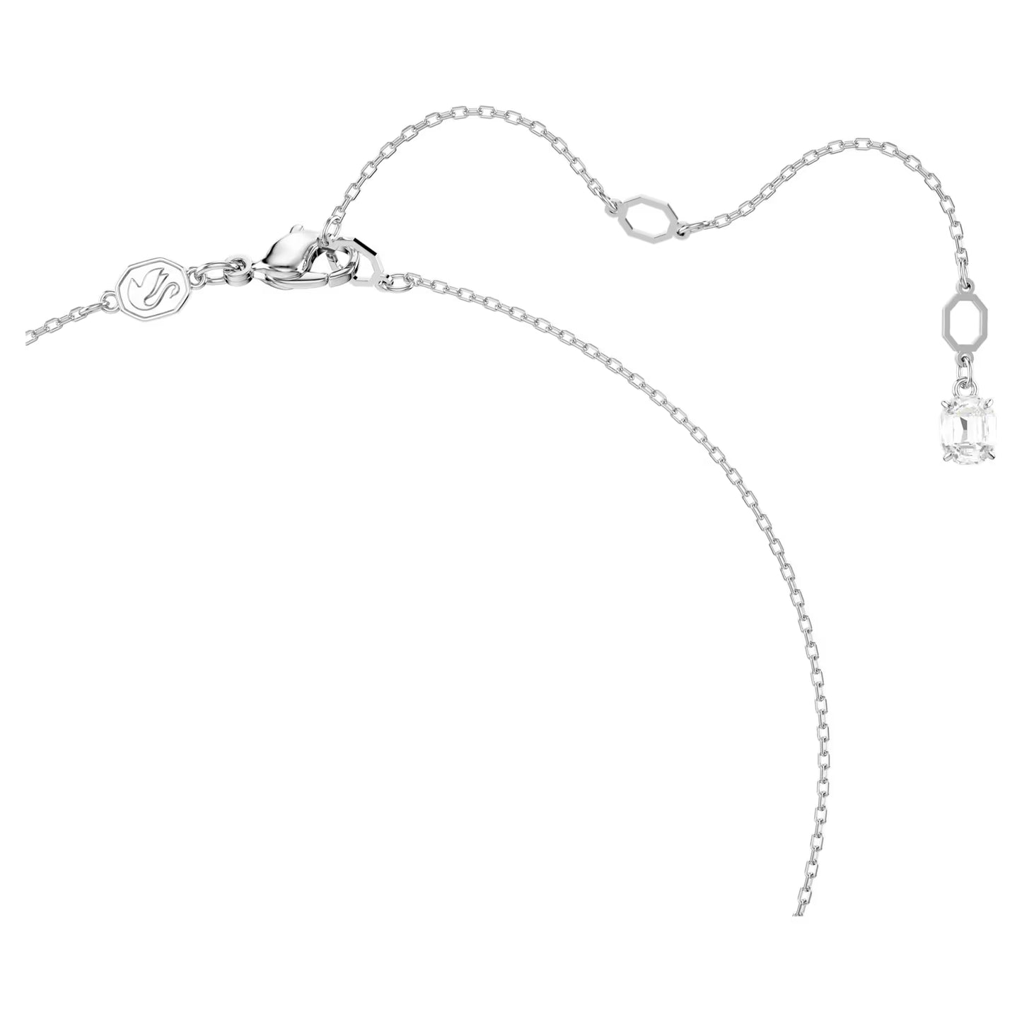 Stilla pendant, Octagon cut, White, Rhodium plated