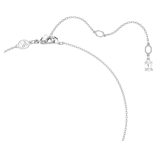 Stilla pendant, Octagon cut, White, Rhodium plated