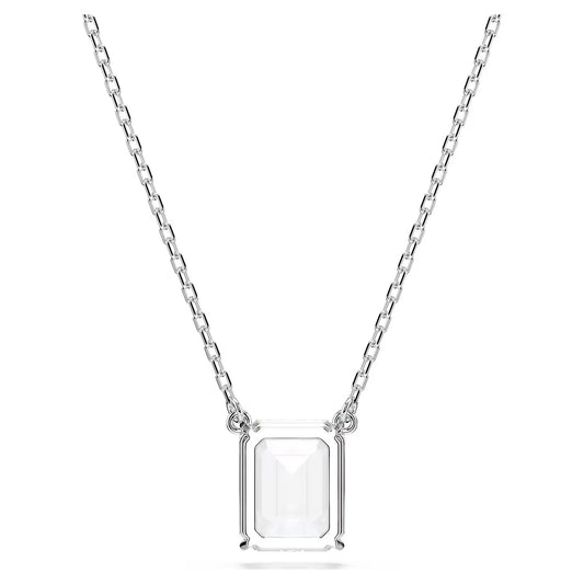 Stilla pendant, Octagon cut, White, Rhodium plated