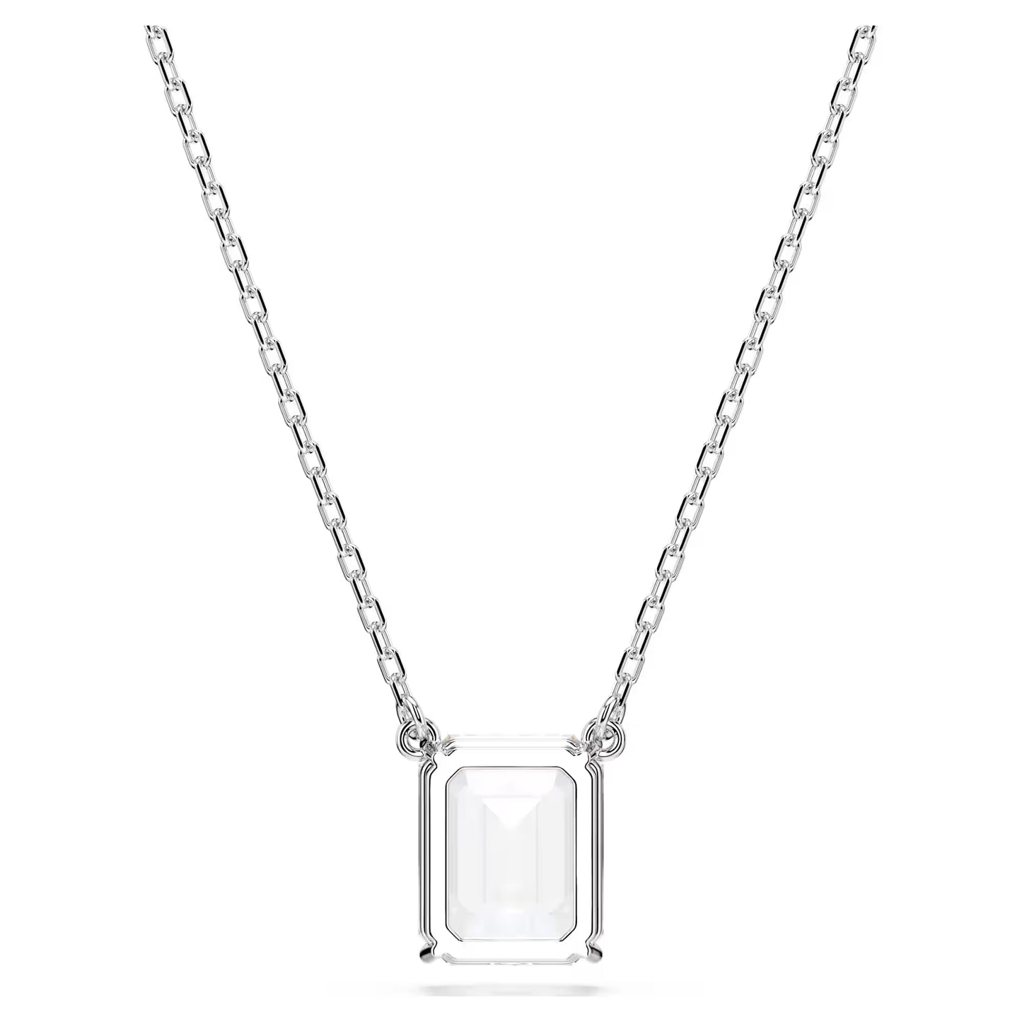 Stilla pendant, Octagon cut, White, Rhodium plated