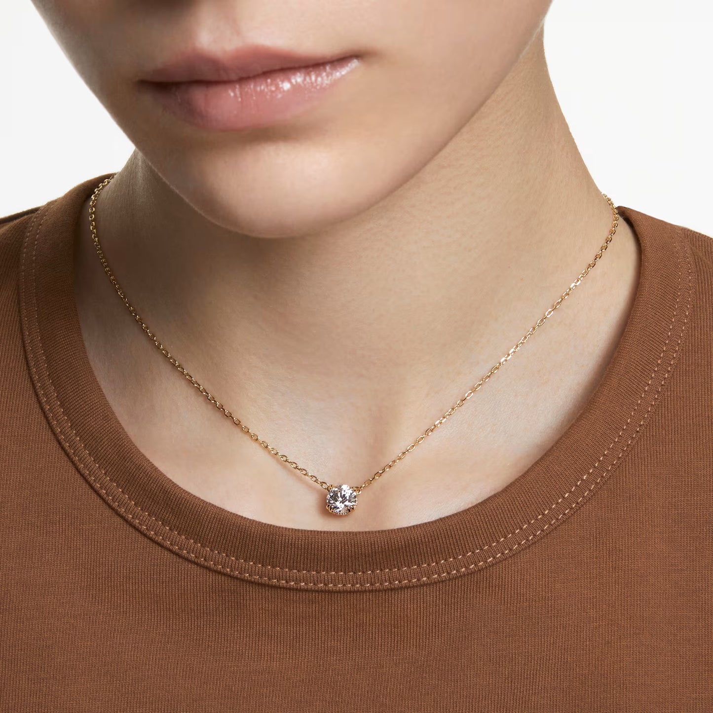 Constella pendant, Round cut, White, Gold-tone