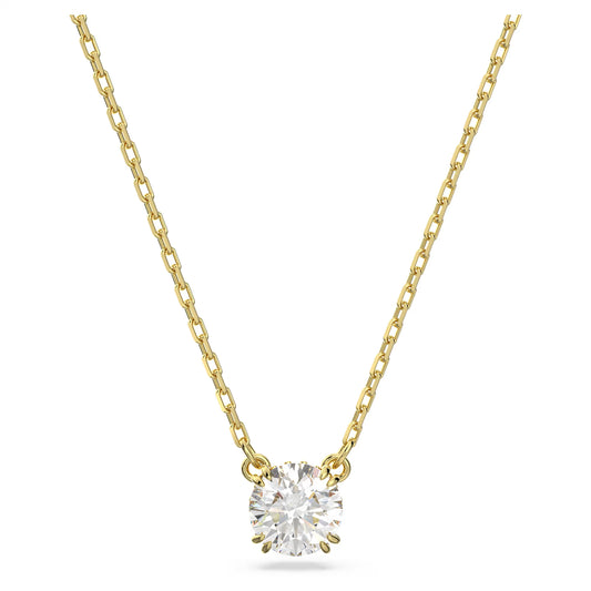 Constella pendant, Round cut, White, Gold-tone
