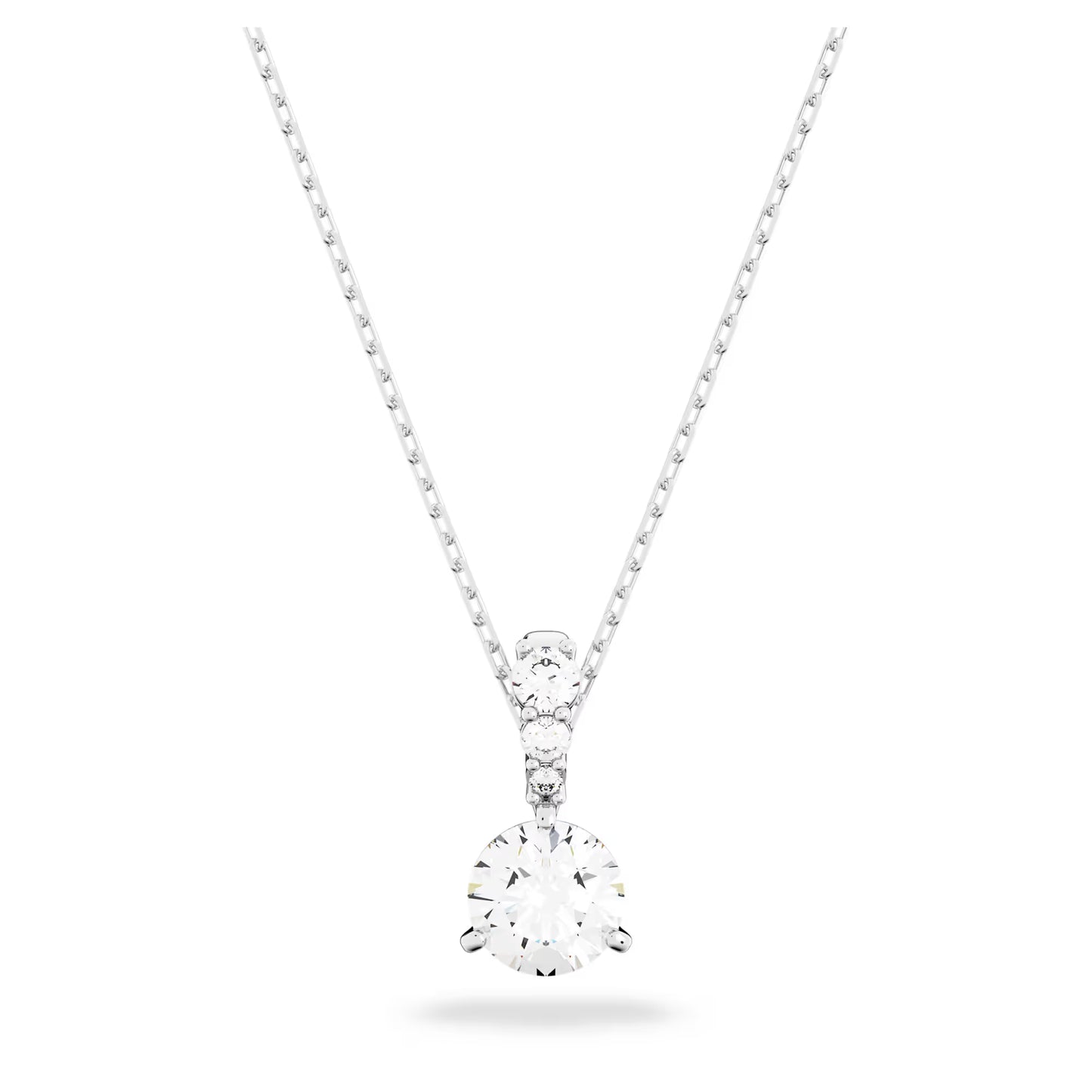 Stilla pendant, Round cut, White, Rhodium plated