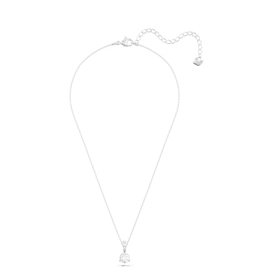 Stilla pendant, Round cut, White, Rhodium plated