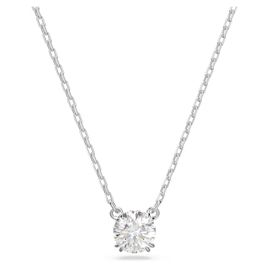 Constella pendant, Round cut, White, Rhodium