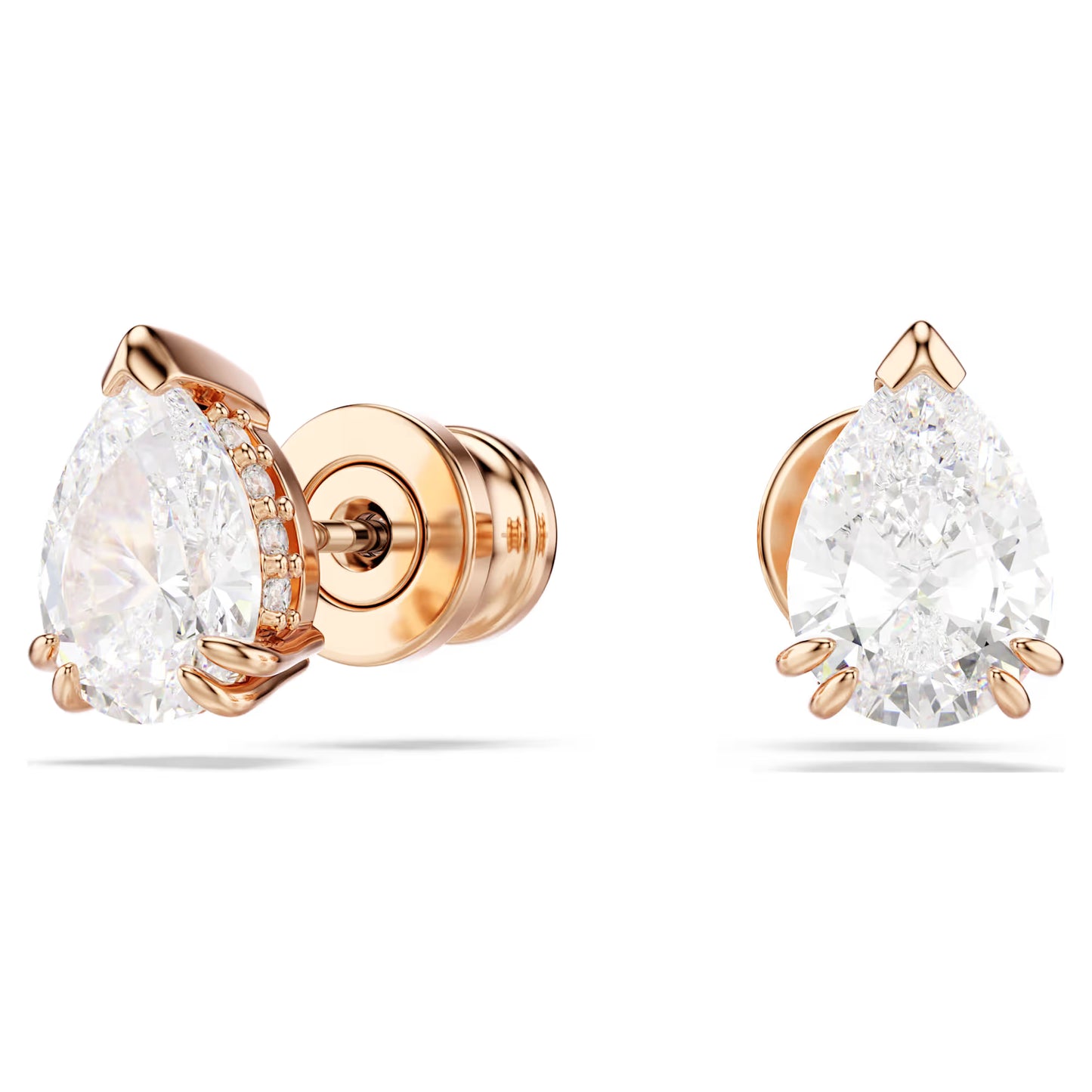 Stilla stud earrings, Pear cut, White, Rose gold-tone plated