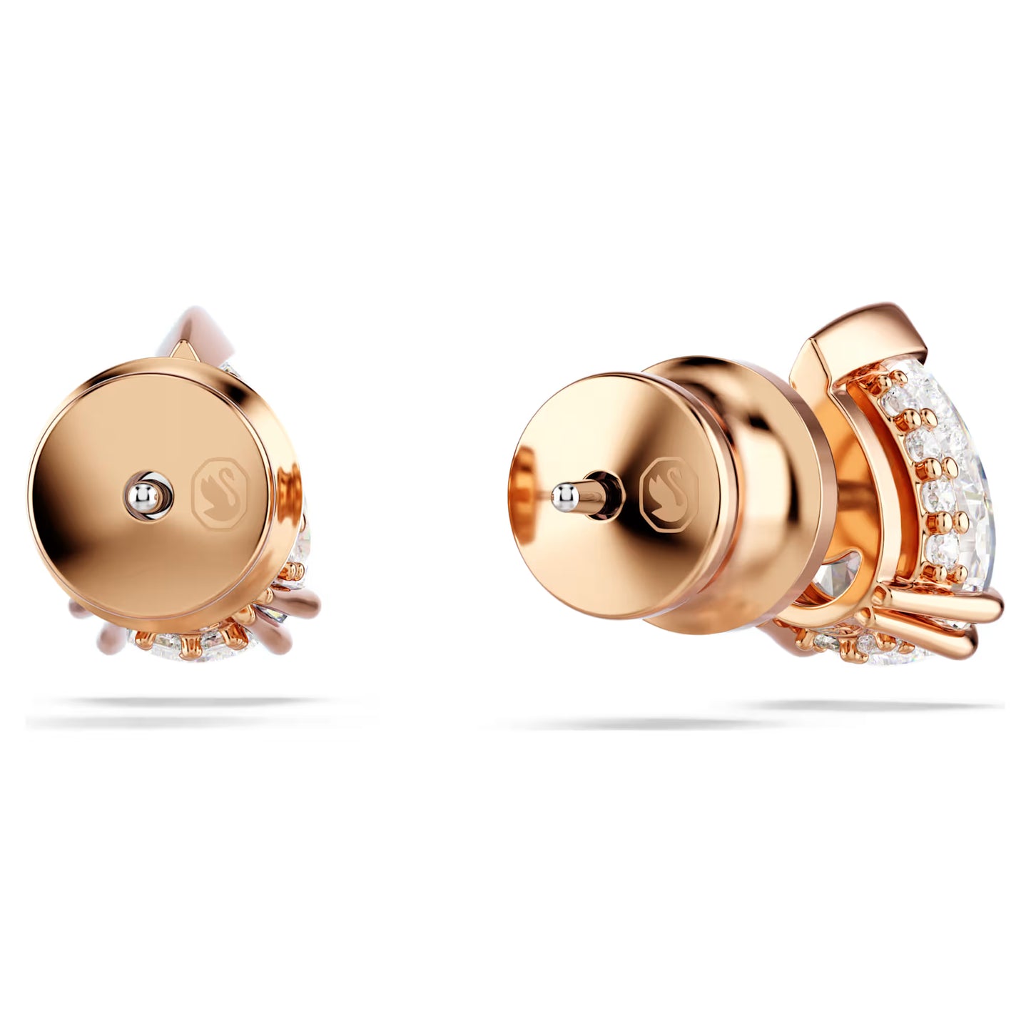 Stilla stud earrings, Pear cut, White, Rose gold-tone plated