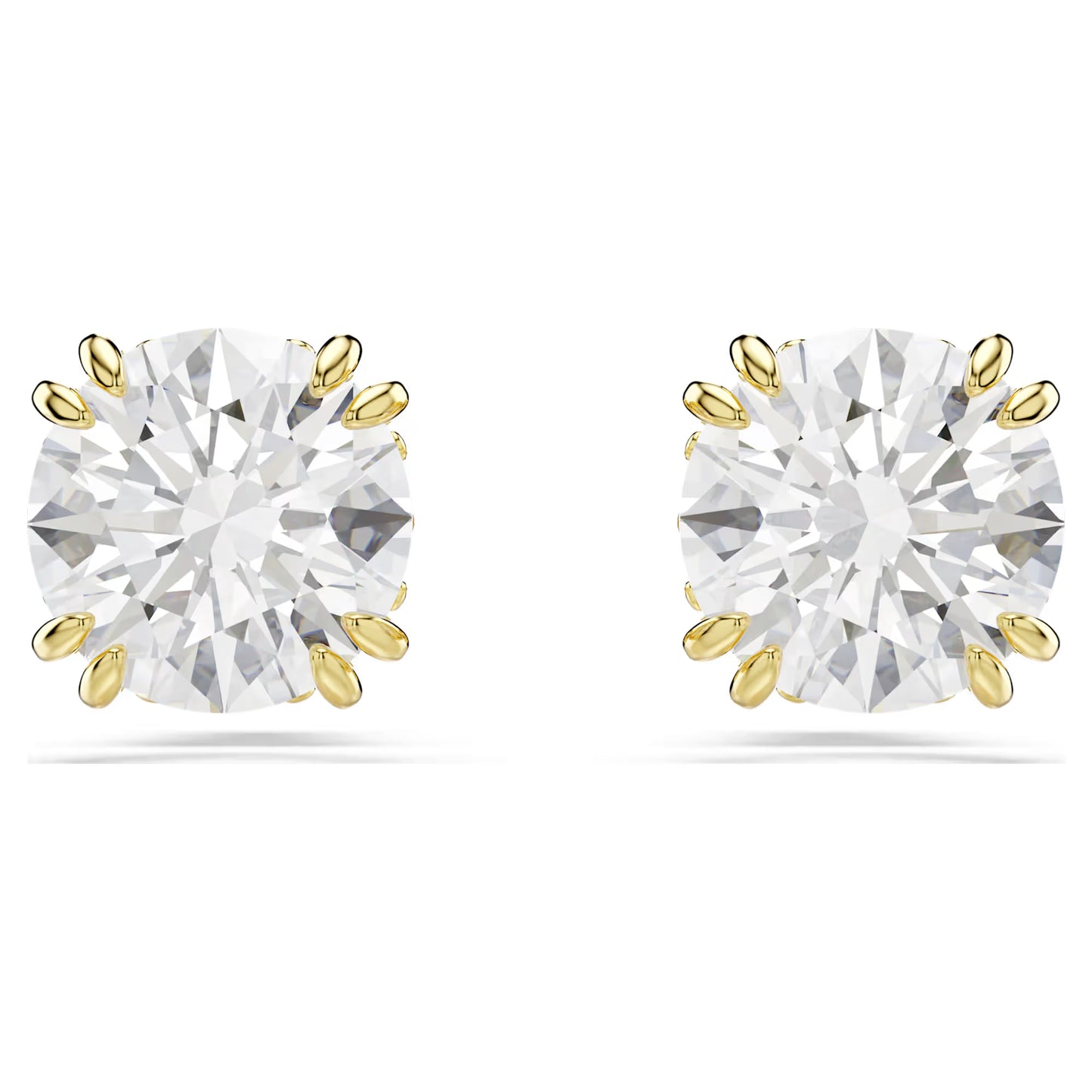 Stilla stud earrings, Round cut, White, 18K gold finish