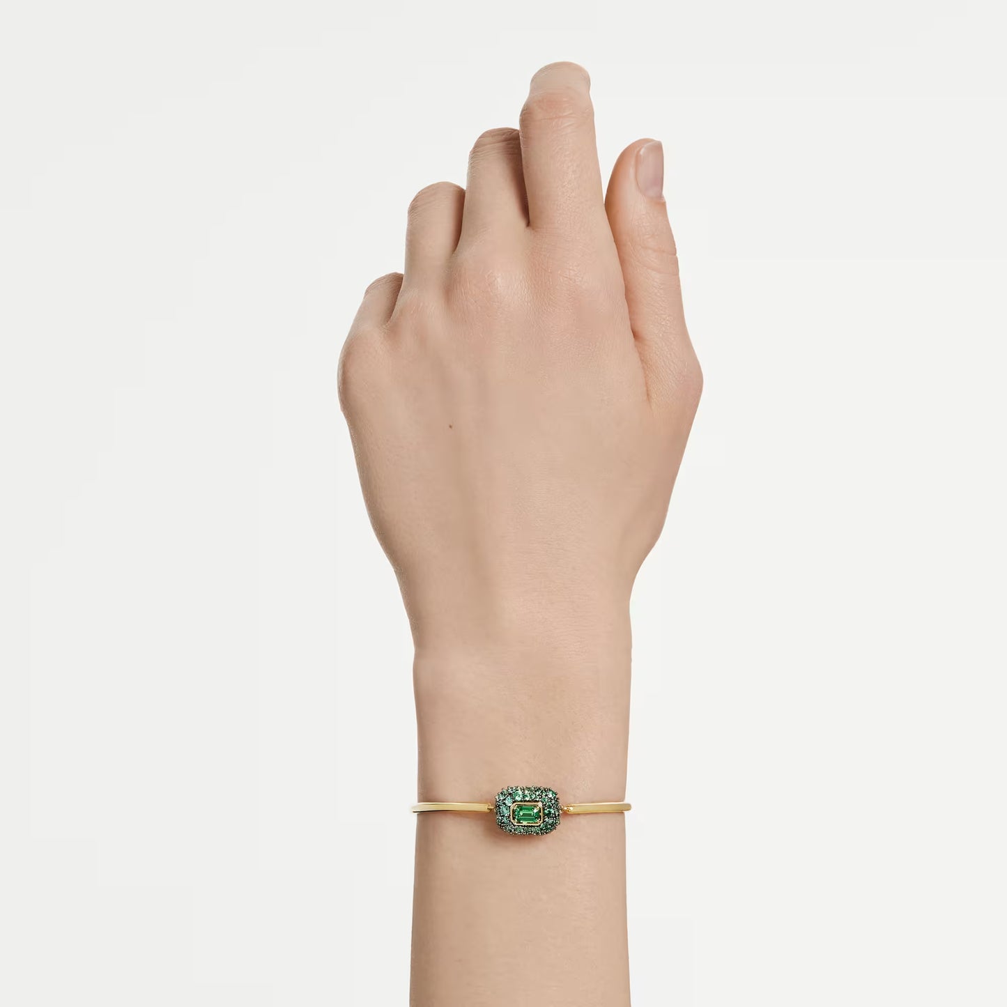 Sublima bangle, Octagon cut, Green, 18K gold finish