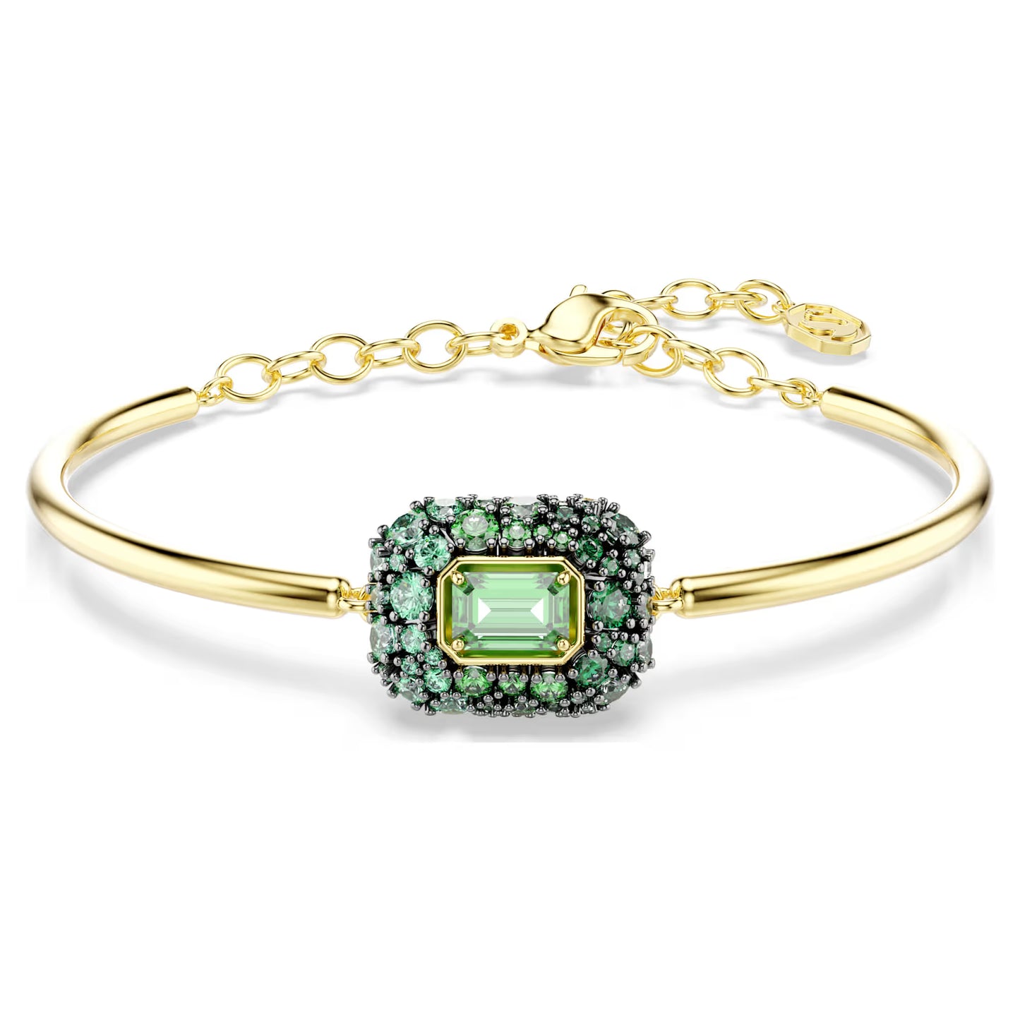Sublima bangle, Octagon cut, Green, 18K gold finish