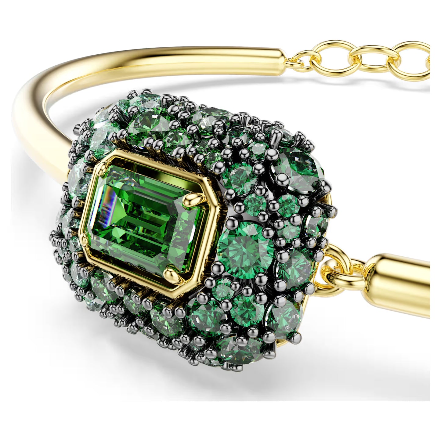 Sublima bangle, Octagon cut, Green, 18K gold finish