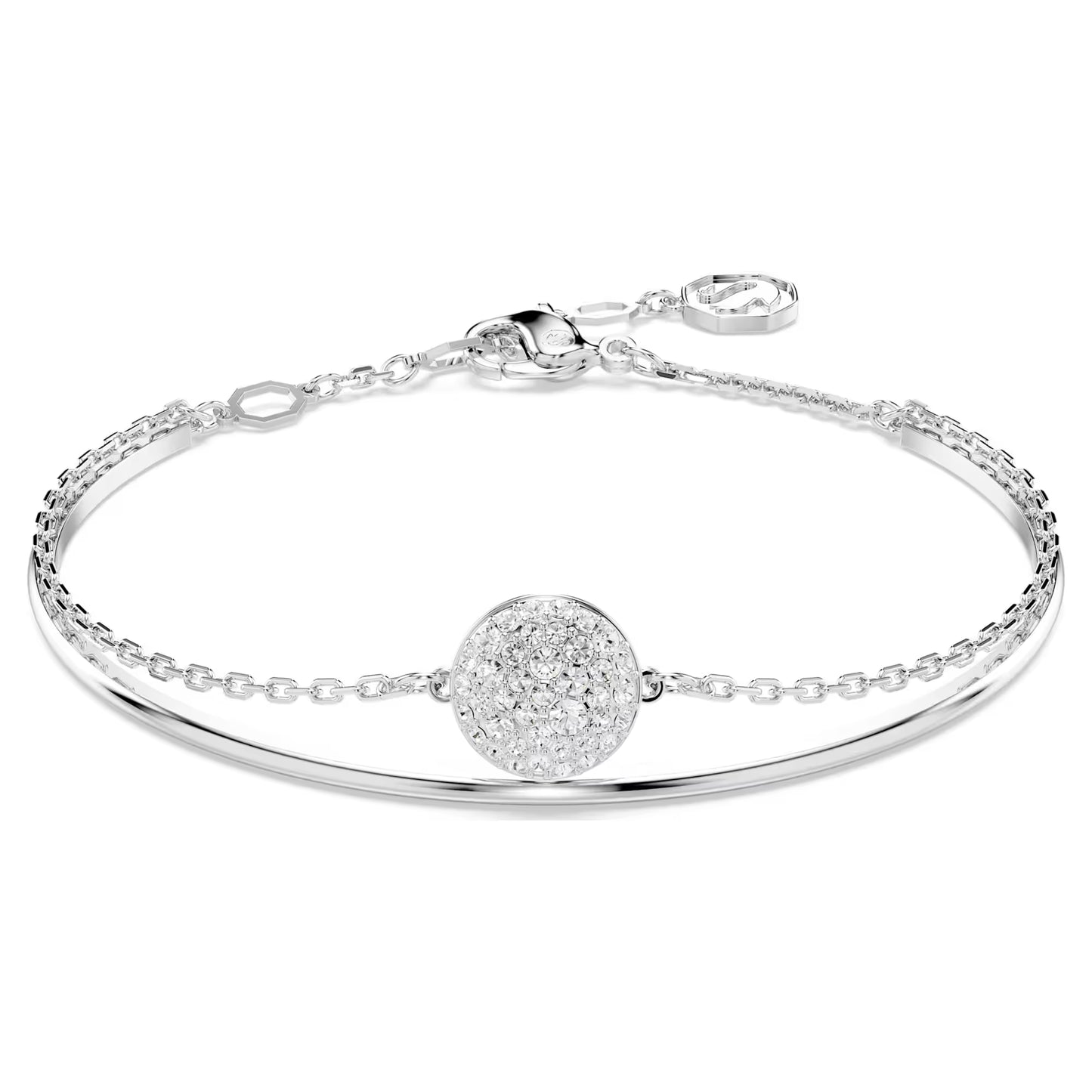 Sublima bangle, White, Rhodium plated, Medium