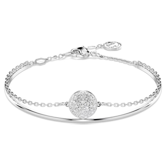Sublima bangle, White, Rhodium plated, Medium