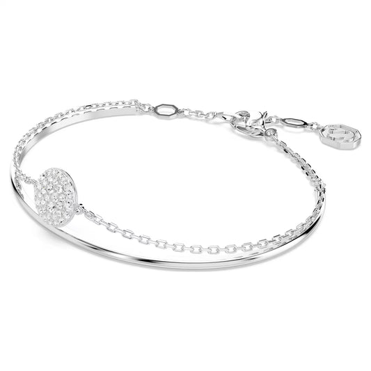 Sublima bangle, White, Rhodium plated, Medium
