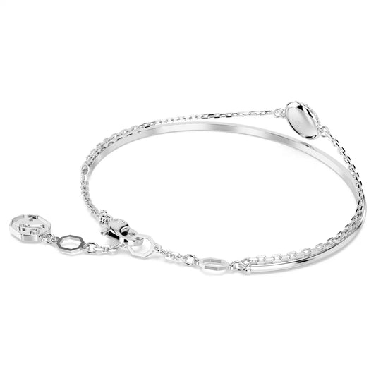 Sublima bangle, White, Rhodium plated, Medium