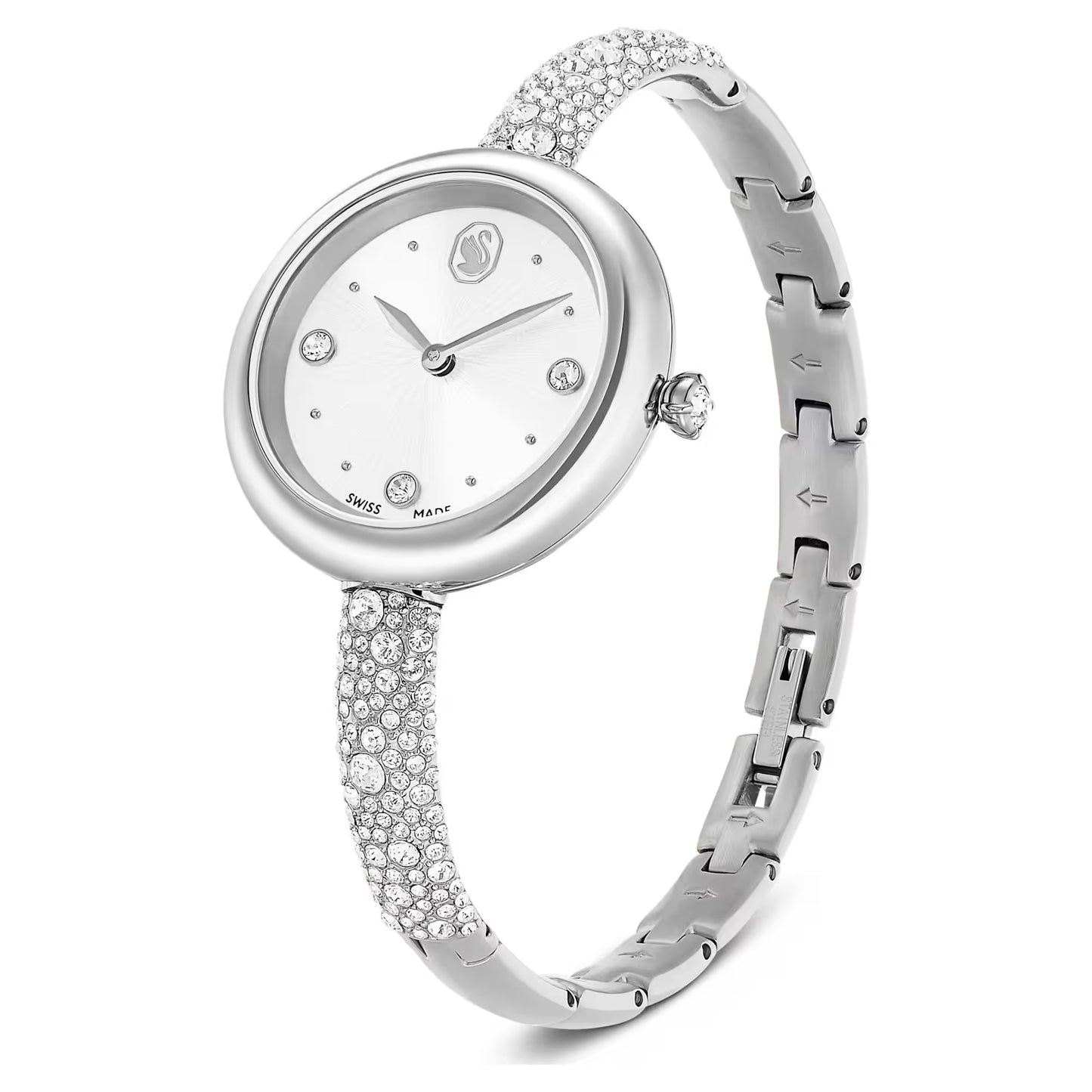 Sublima bangle watch, Swiss Made, Metal bracelet, Silver tone, Stainless steel