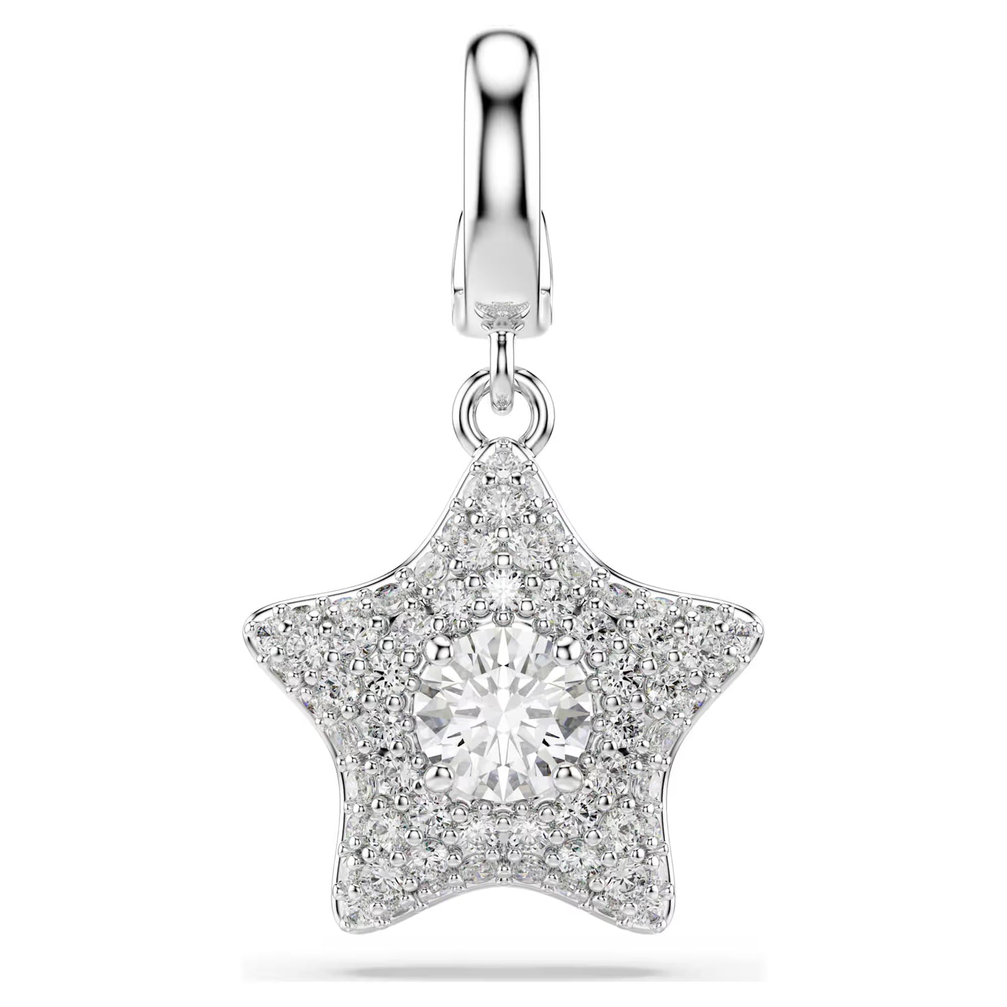 Sublima charm, Round cut, Star, White, Rhodium plated