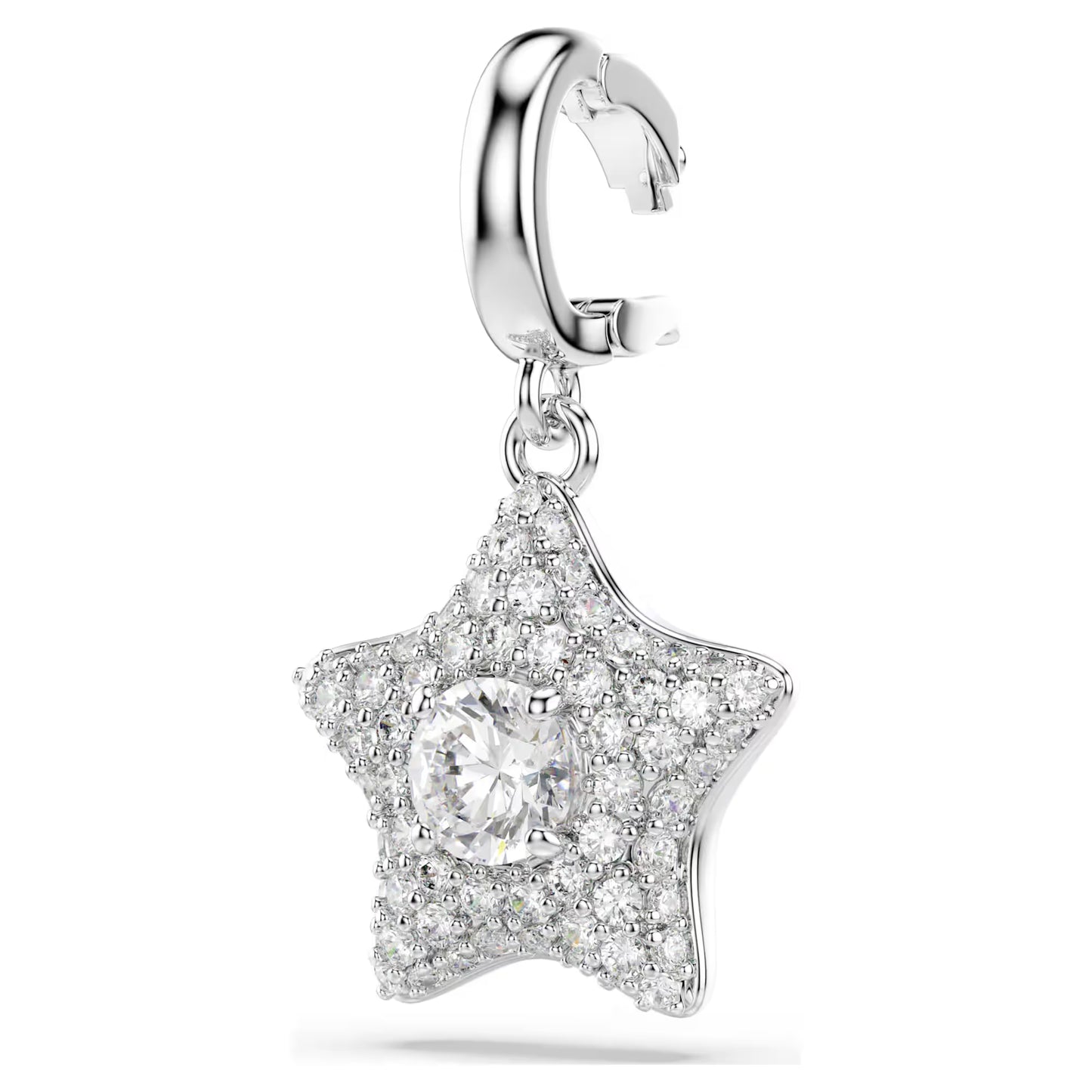 Sublima charm, Round cut, Star, White, Rhodium plated