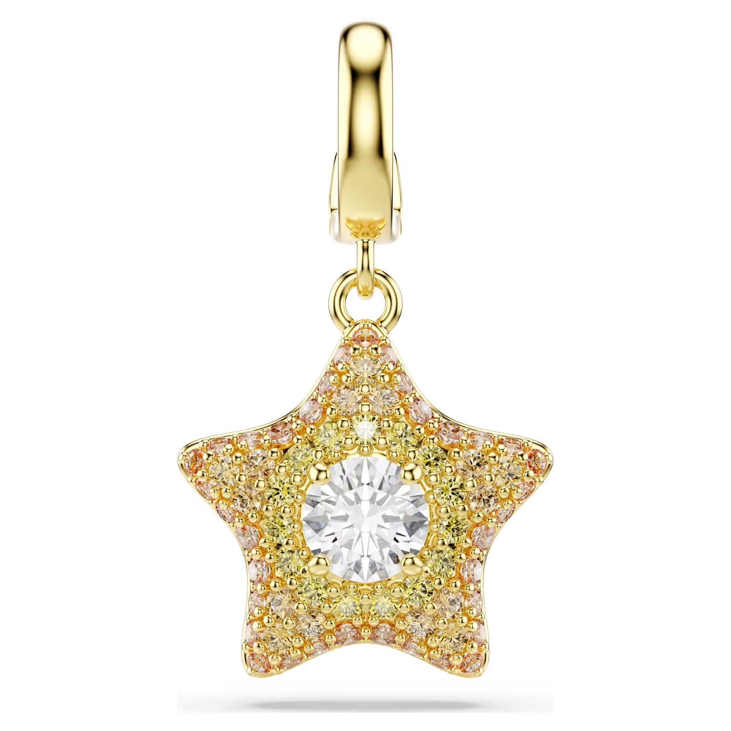 Sublima charm, Round cut, Star, Yellow, 18K gold finish