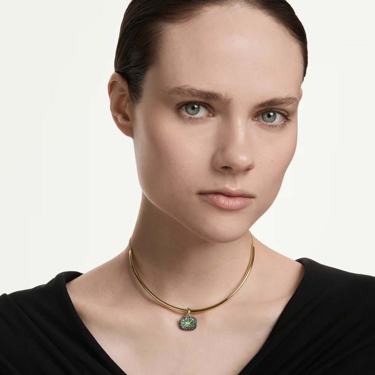 Sublima choker, Octagon cut, Green, 18K gold finish