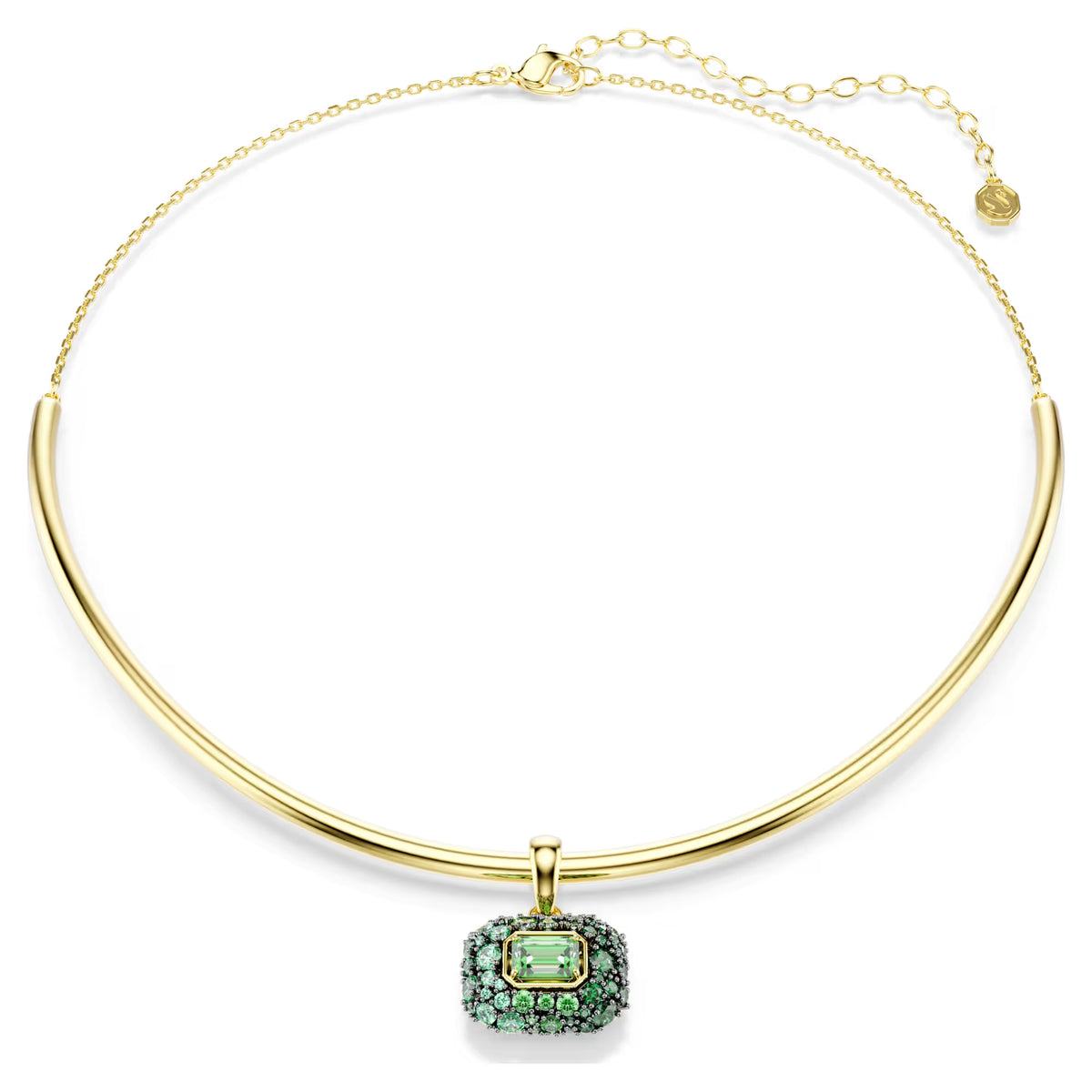 Sublima choker, Octagon cut, Green, 18K gold finish