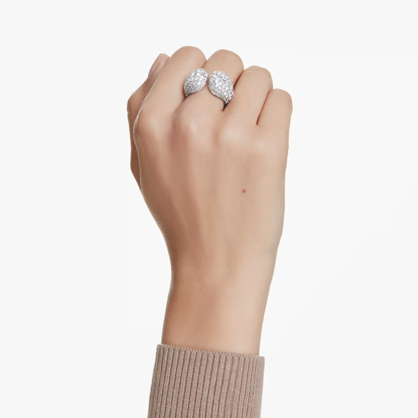 Sublima cocktail ring, Round, White, Rhodium, S55