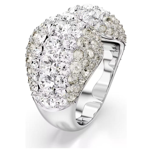 Sublima cocktail ring, Round, White, Rhodium, S55