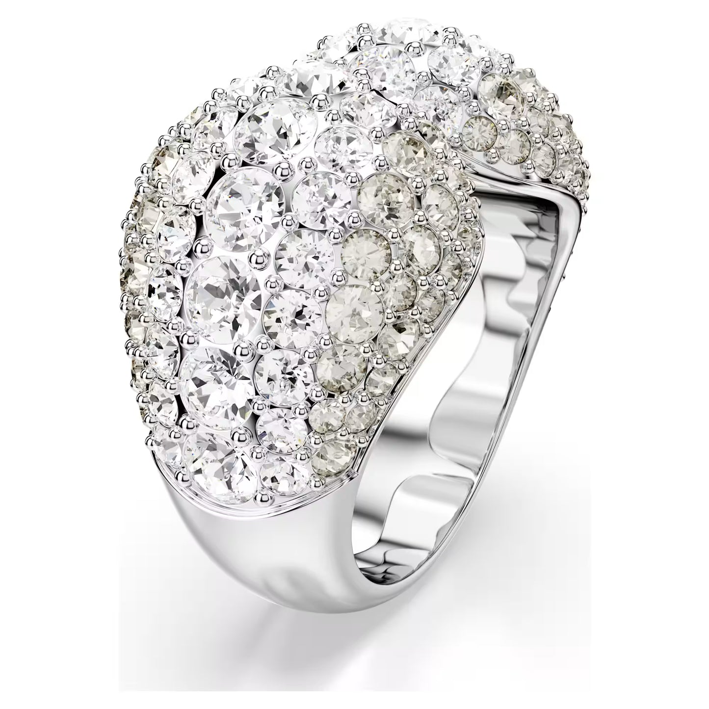 Sublima cocktail ring, Round, White, Rhodium, S55