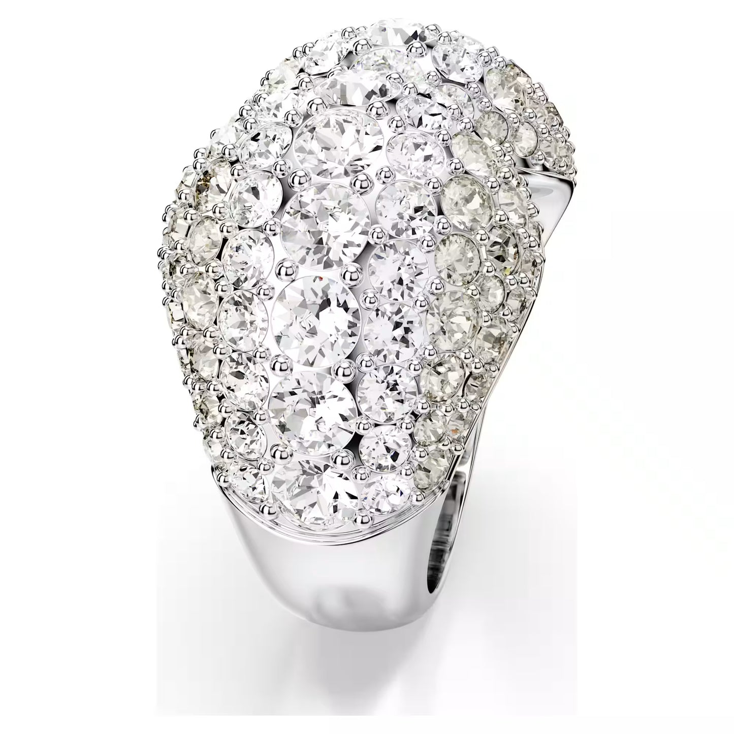 Sublima cocktail ring, Round, White, Rhodium, S55