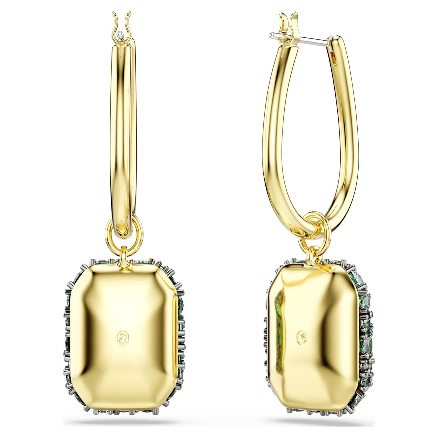 Sublima drop earrings, Octagon cut, Green, 18K gold finish