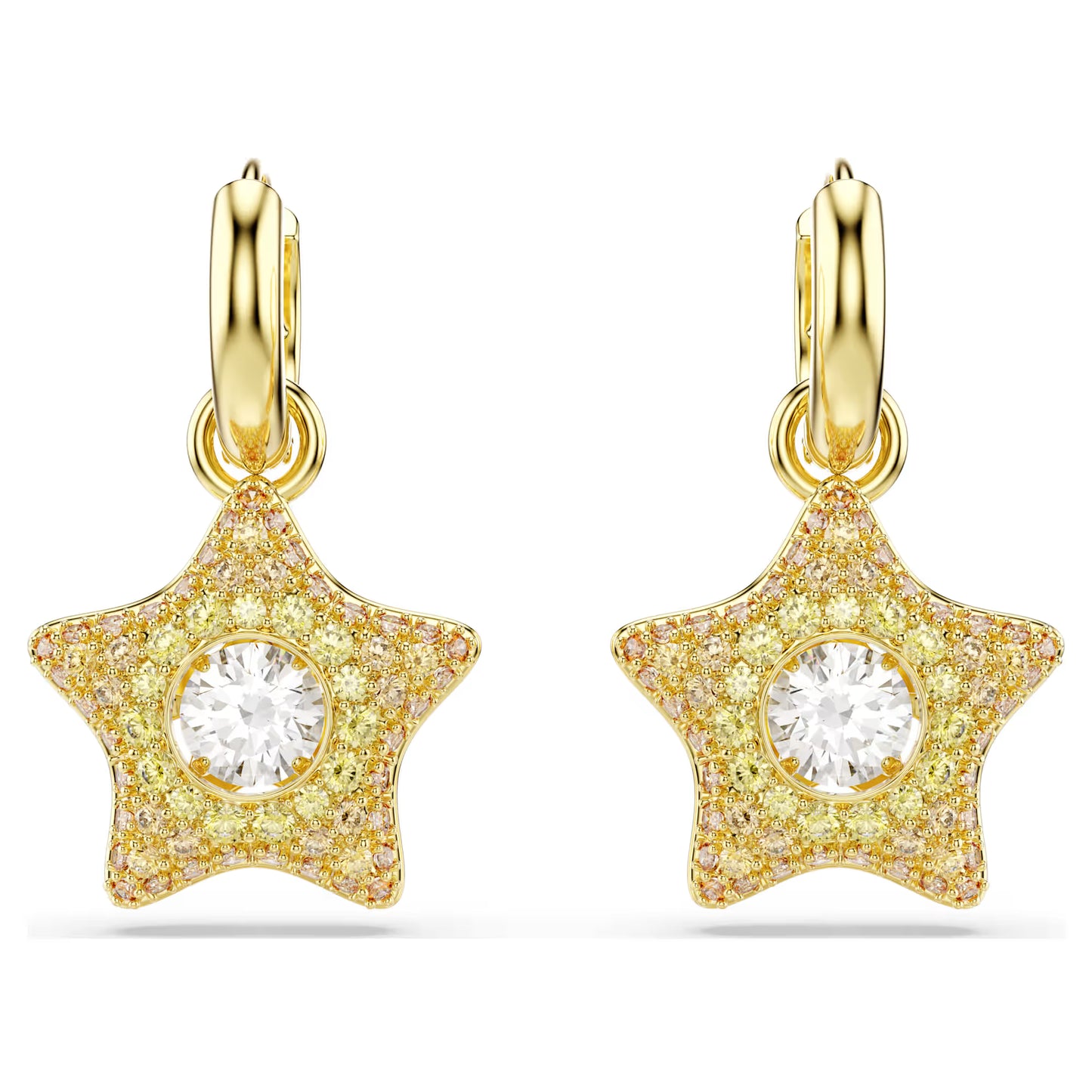 Sublima drop earrings, Round cut, Star, Multicoloured, 18K gold finish