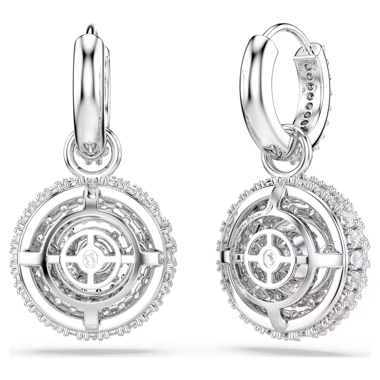Sublima drop earrings Round cut, White, Rhodium plated