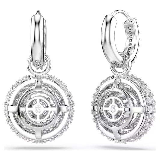 Sublima drop earrings Round cut, White, Rhodium plated