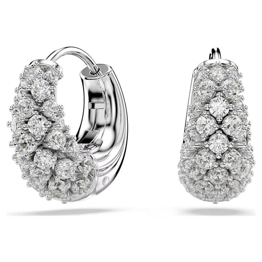 Sublima earrings, White, Rhodium plated