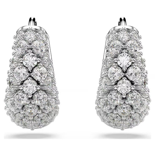 Sublima earrings, White, Rhodium plated