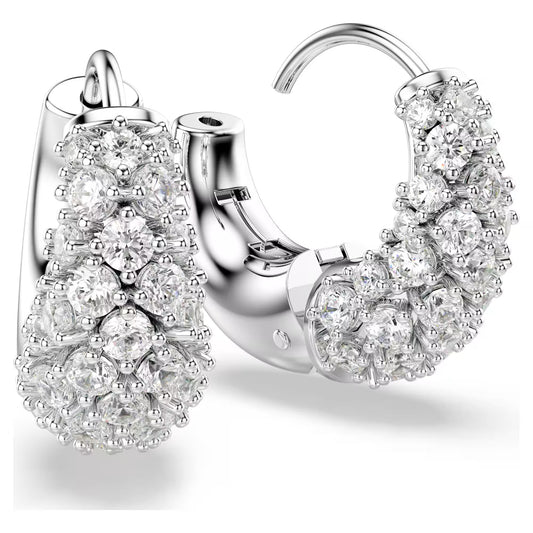 Sublima earrings, White, Rhodium plated