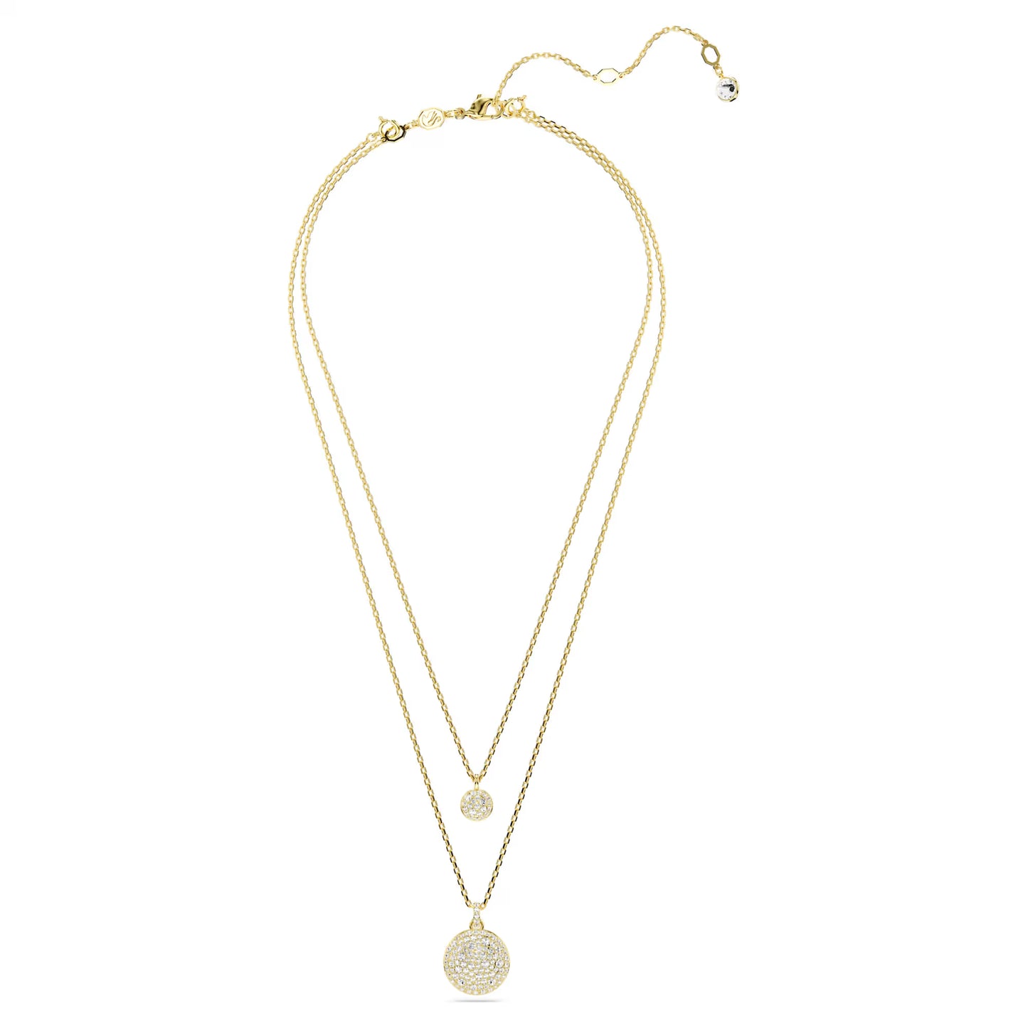 Sublima layered pendant, White, Gold-tone plated
