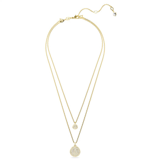 Sublima layered pendant, White, Gold-tone plated