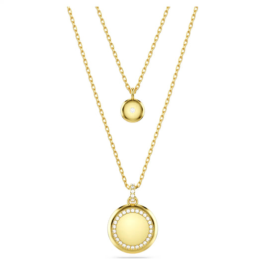 Sublima layered pendant, White, Gold-tone plated