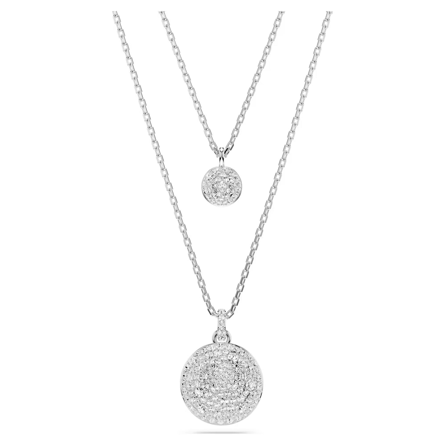 Sublima layered pendant, White, Rhodium plated